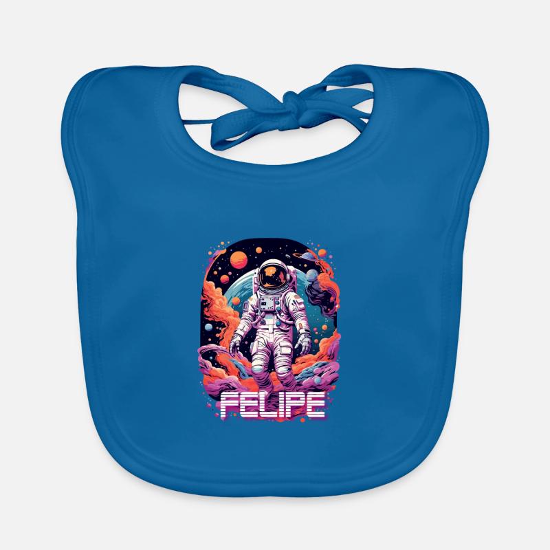 FELIPE - Beautiful boy name with cool astronaut Organic Baby Bibs