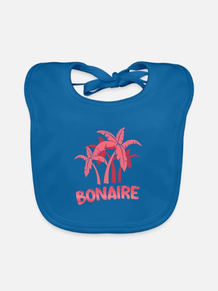 Geschenk für Bonaire - Baby Bio-Lätzchen - Pfauenblau - Vorne