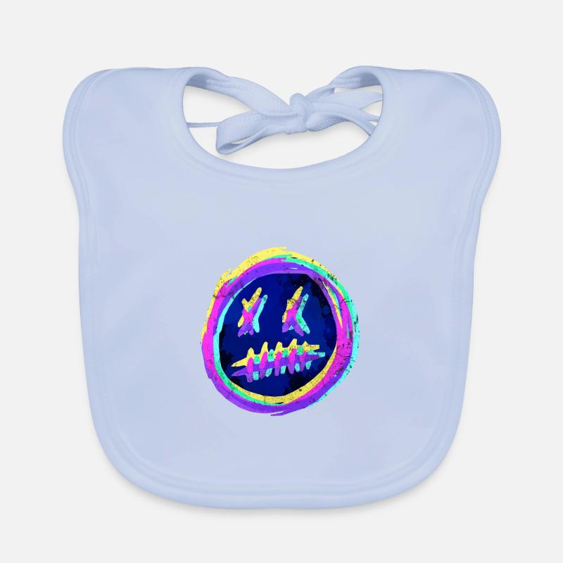 Emoticone Crazy Smiley - Glitch RVB Bavoir bio Bébé