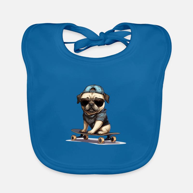 Skateboarding Mops für Skaters Baby Bio-Lätzchen