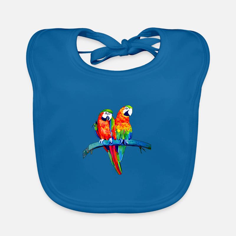 Two macaw parrots on branch Organic Baby Bibs