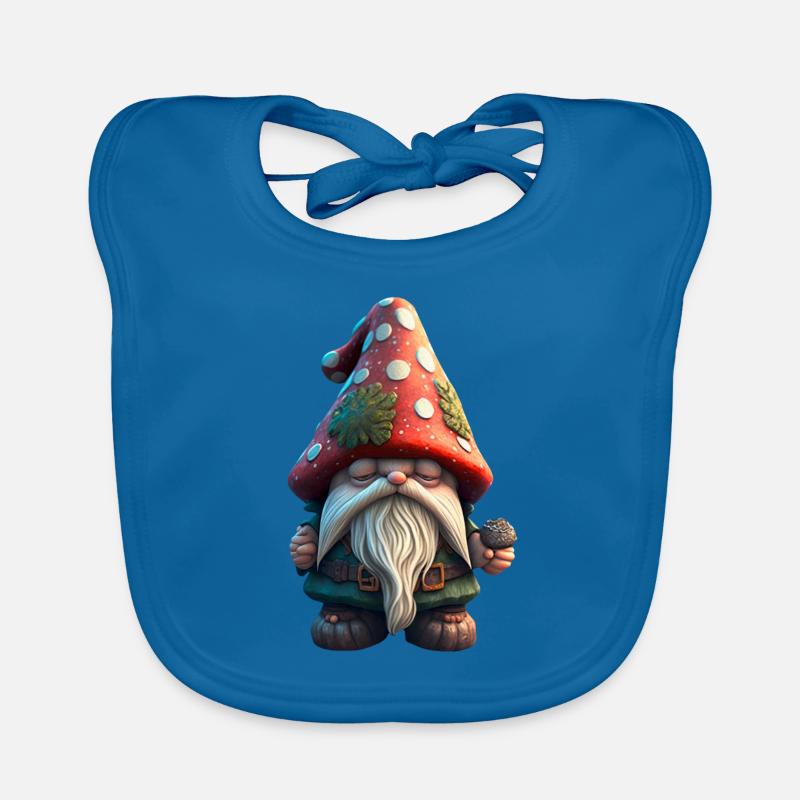 Sleepy dwarf with toadstool hat children Organic Baby Bibs