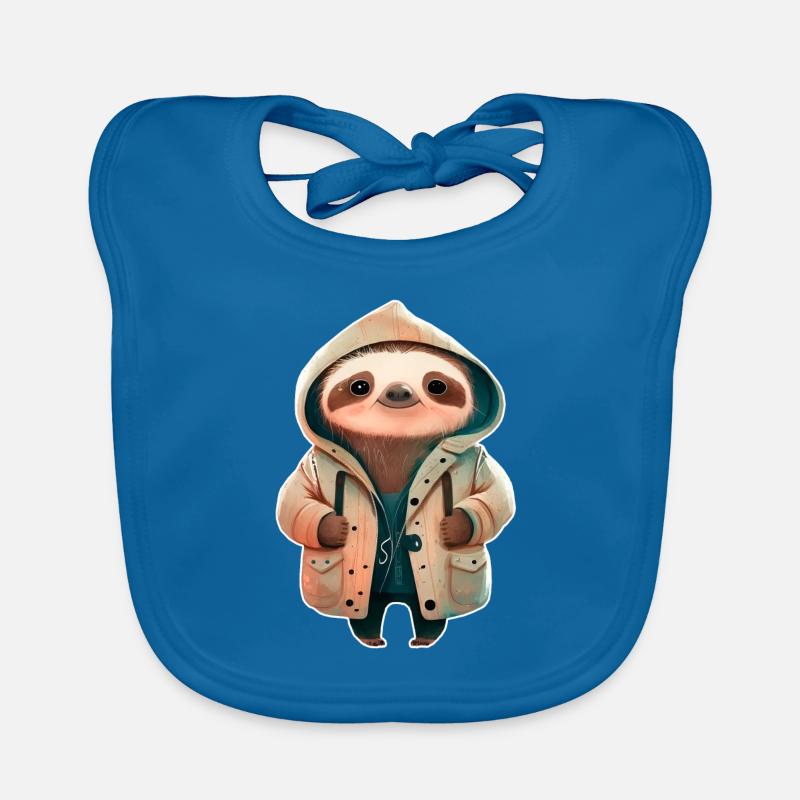 Sloth in raincoat jacket Organic Baby Bibs