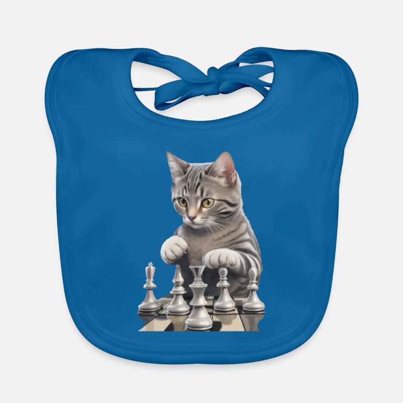 Cat as a chess player - Perfect for chess and Organic Baby Bibs