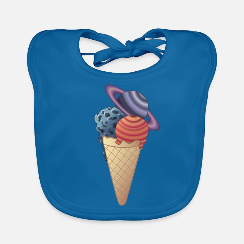 Glaces glacées comme planètes dans un gaufre pour les geeks - Bavoir bio Bébé - bleu paon