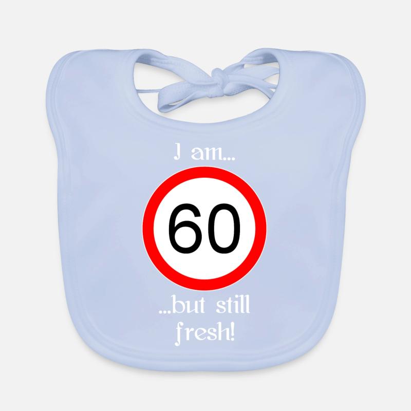 60 years but fresh script white Baby Bio-Lätzchen