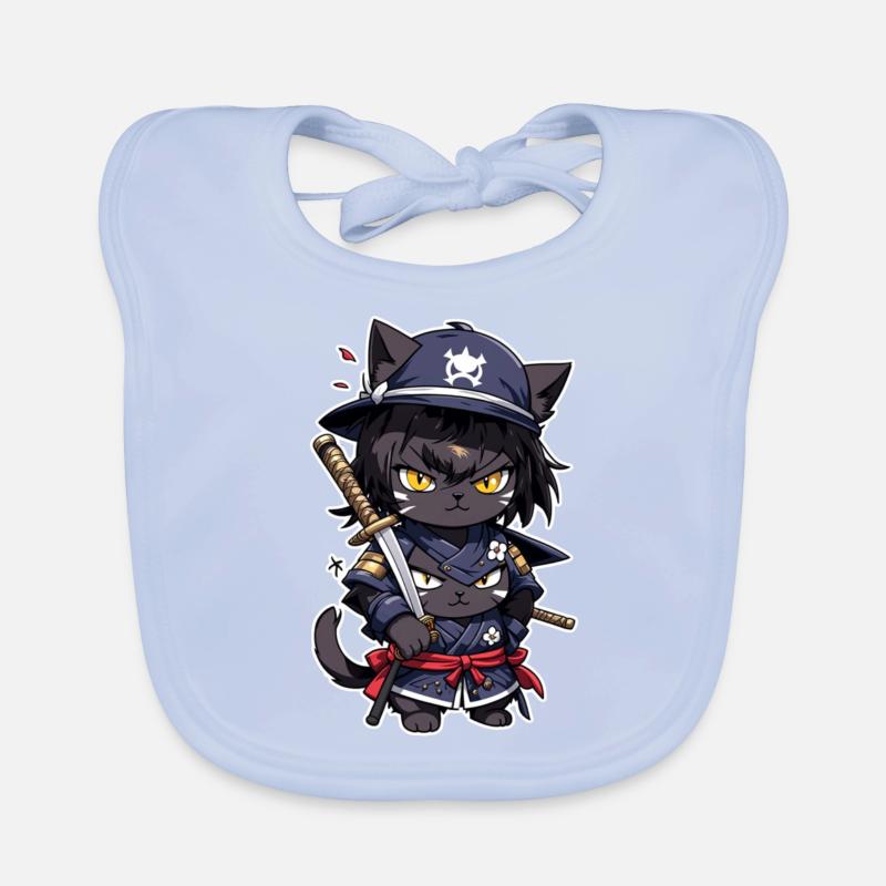 Ninja Cat - Samurai Kitten Organic Baby Bibs