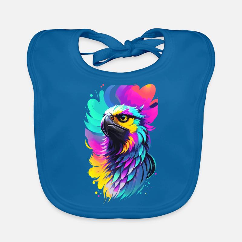 Colorful Eagle in Splash Art Style Organic Baby Bibs
