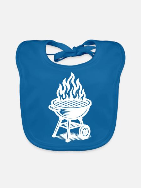 Grill Fire Grilling - Organic Baby Bibs - peacock-blue - Front