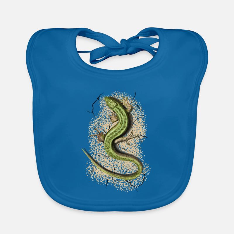 Eidechse - Baby Bio-Lätzchen - Pfauenblau