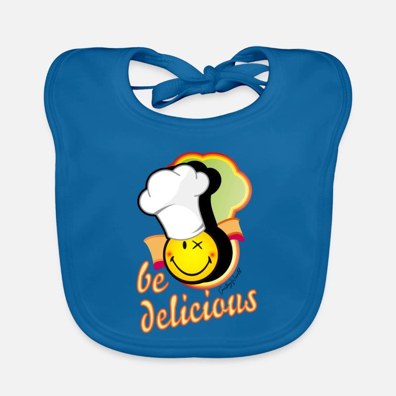 smiley joyeux avec un grand chapeau de chef Bavoir bio Bébé
