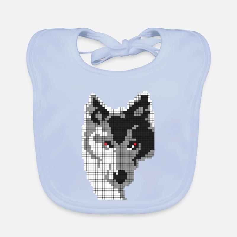 Grauer Wolf in Form eines Pixel Classic T-Shirts Baby Bio-Lätzchen