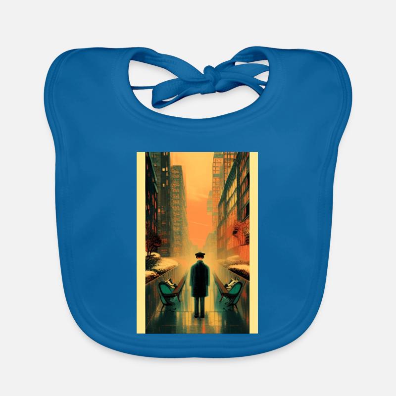 Rues 3 - Bavoir bio Bébé - bleu paon