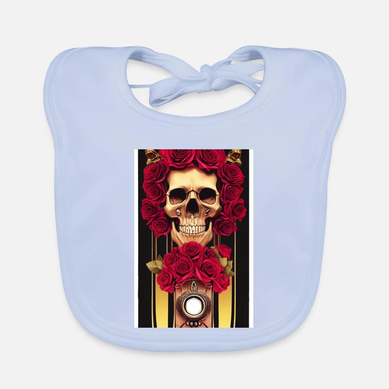 Abstract skull with roses Organic Baby Bibs