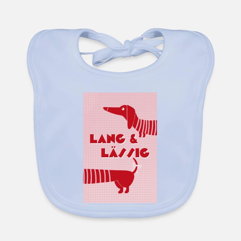 Dackel lang & lässig rot-rosa, Retro-Style Baby Bio-Lätzchen