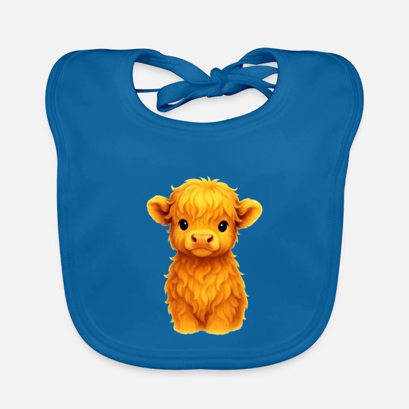 Mignon veau doré dessin animé - Bavoir bio Bébé - bleu paon