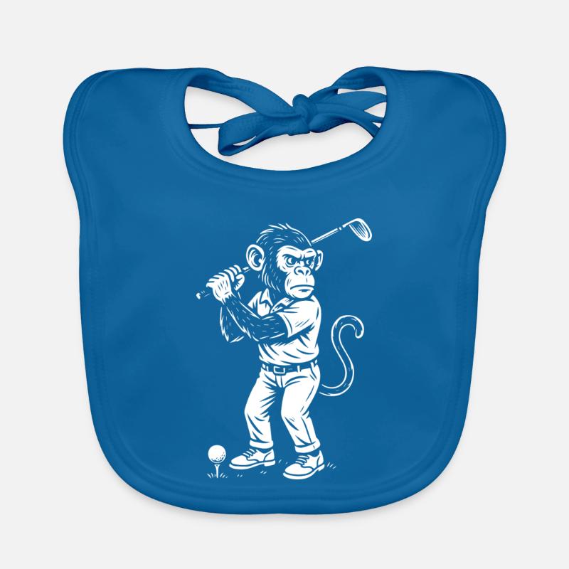 Chimp playing golf gift Organic Baby Bibs