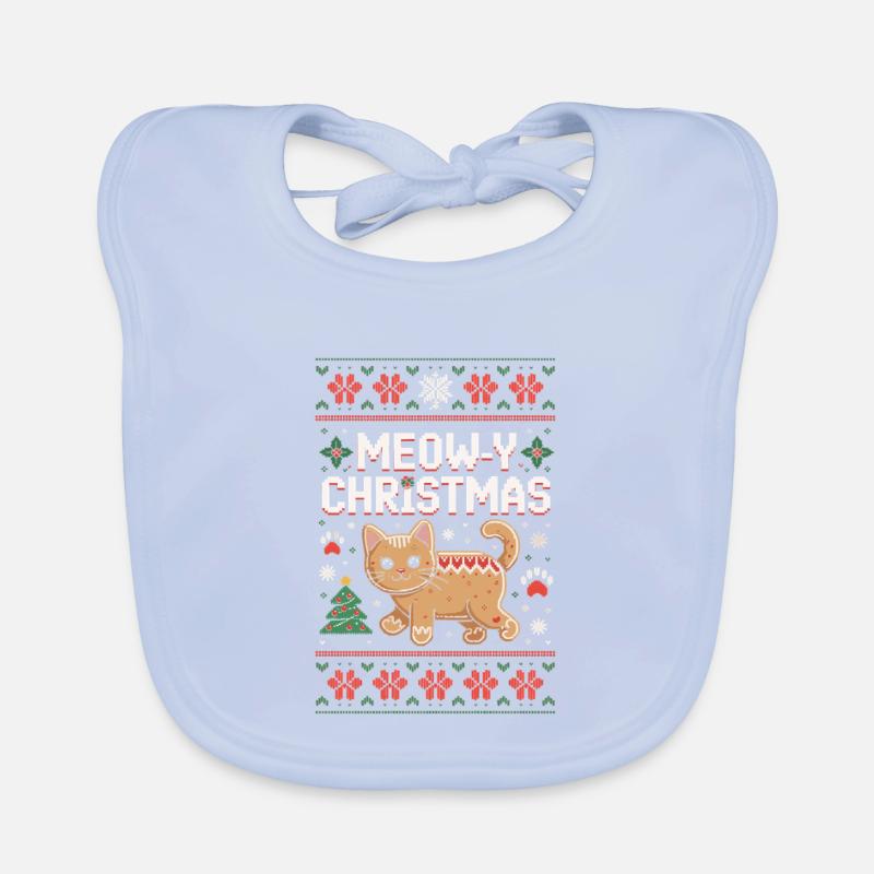 Miaou Noël Pixel Chat Bavoir bio Bébé