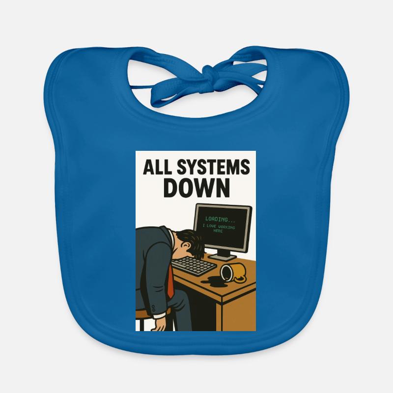 All Systems Down IT Humor Caricature Organic Baby Bibs
