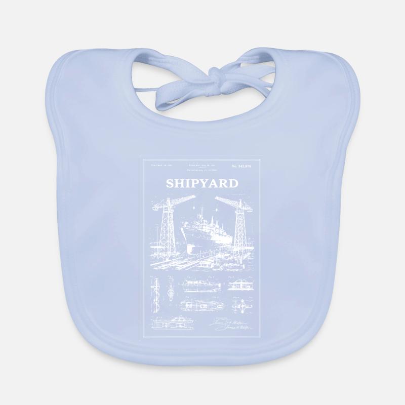 Shipyard Cranes & Ship Organic Baby Bibs