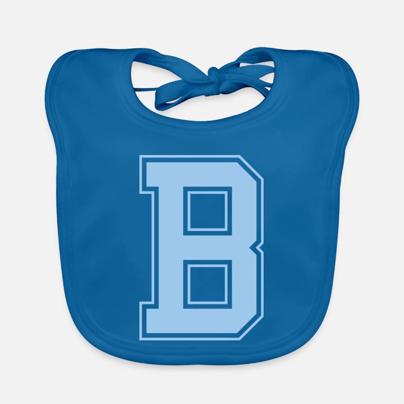 Monogramme Bleu clair Initial Varsity College B Bavoir bio Bébé