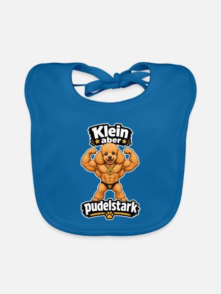 Klein aber Pudelstark! - Baby Bio-Lätzchen - Pfauenblau