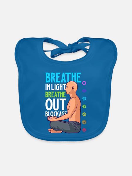 Chakra Atmung - Blockaden lösen - Baby Bio-Lätzchen - Pfauenblau - Vorne