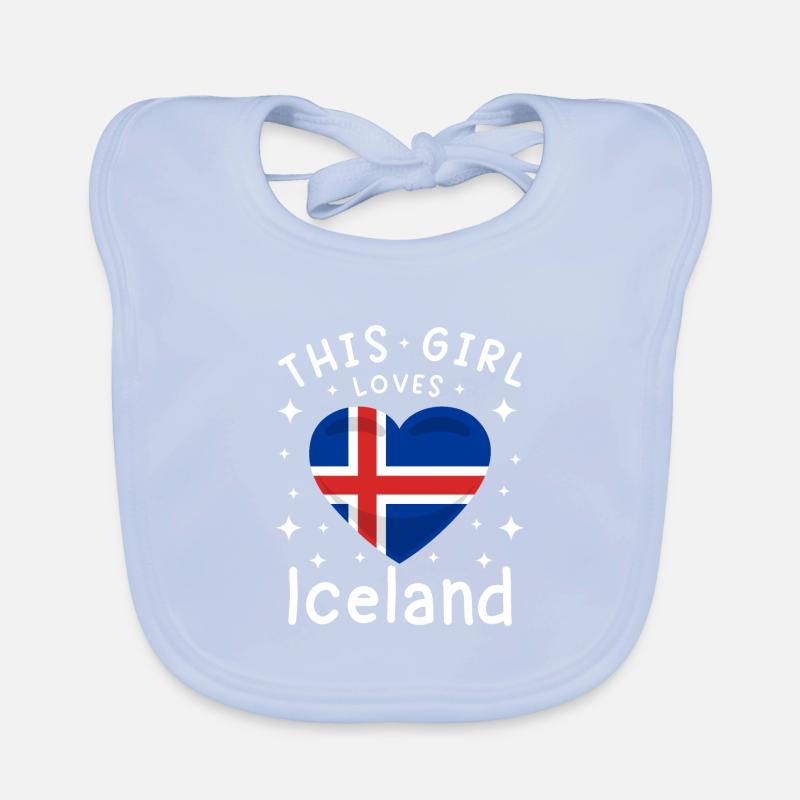 Drapeau de l’Islande Coeur Drapeau islandais Aspect utilisé Bavoir bio Bébé