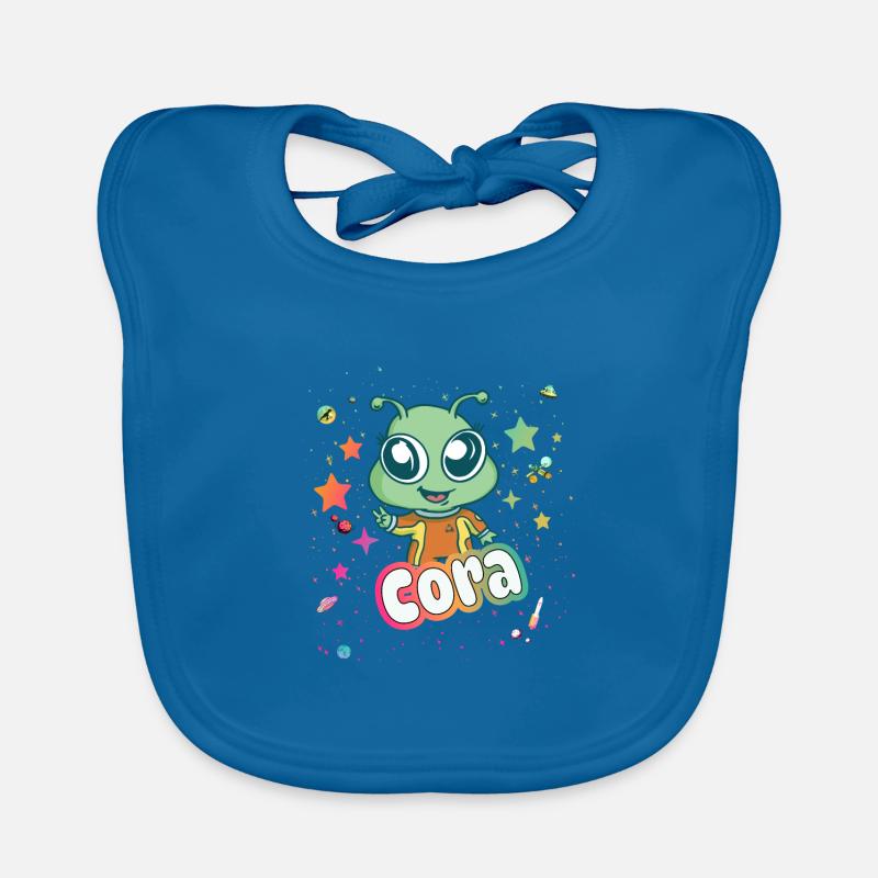CORA - Beau nom de fille avec extraterrestre mignon Bavoir bio Bébé
