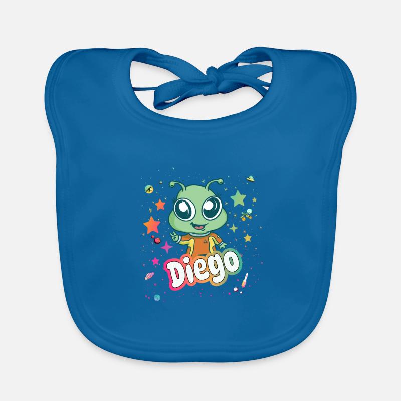 DIEGO - Beau nom de garçon avec un extraterrestre mignon Bavoir bio Bébé