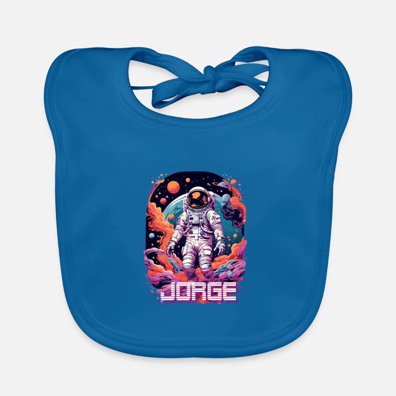 JORGE - Beau prénom de garçon avec astronaute cool Bavoir bio Bébé