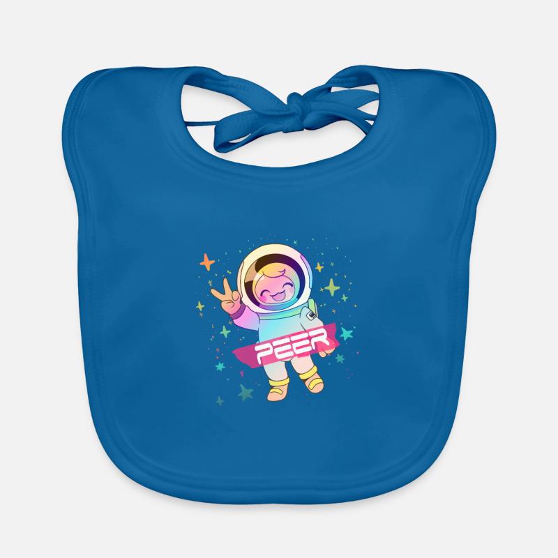PEER - Beau nom de garçon avec astronaute mignon Bavoir bio Bébé