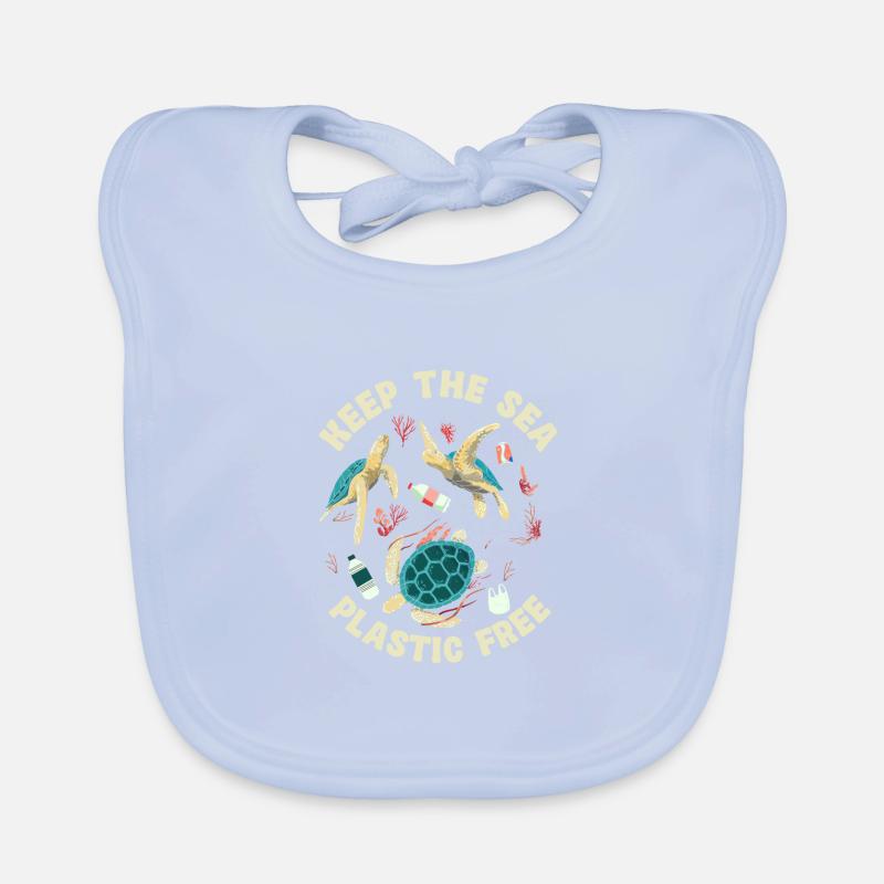 Keep The Sea Plastic Free Turtle Motif Organic Baby Bibs