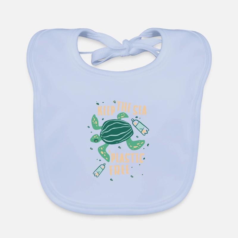 Keep The Sea Plastic Free Turtle Motif Organic Baby Bibs