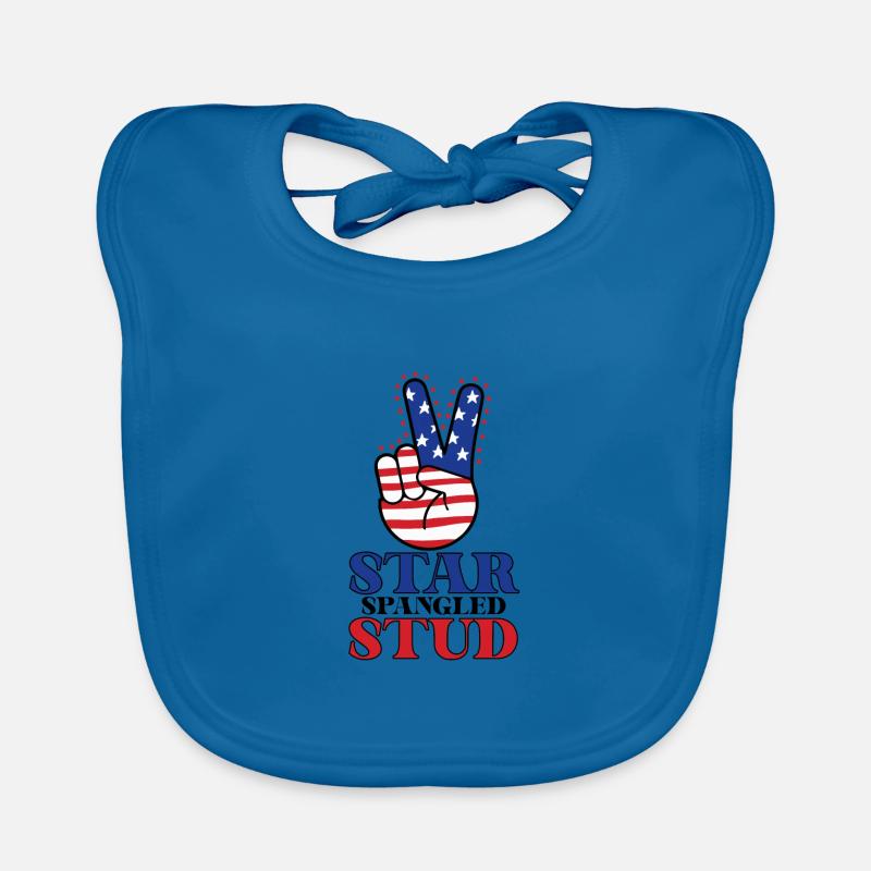 Star Spangled Stud Signe de paix Drapeau des États-Unis Bavoir bio Bébé