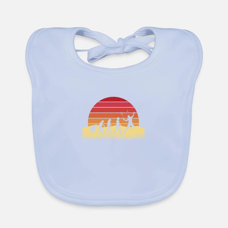 Evolution Badminton Retro Sonnenuntergang Design Baby Bio-Lätzchen