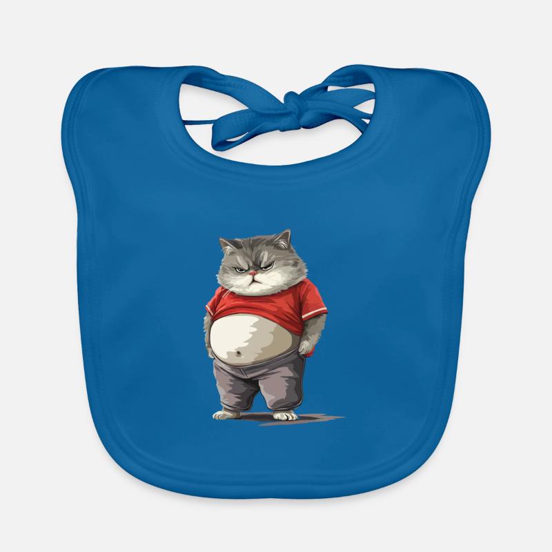 Funny fat cat in comfortable clothes Organic Baby Bibs