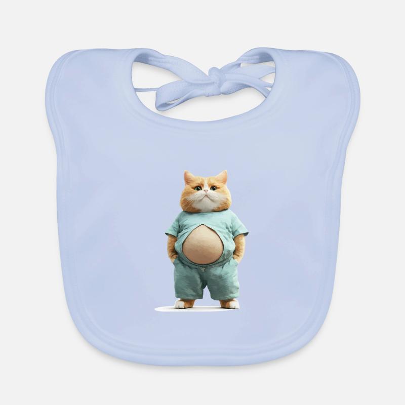 Funny fat cat in comfortable clothes Organic Baby Bibs