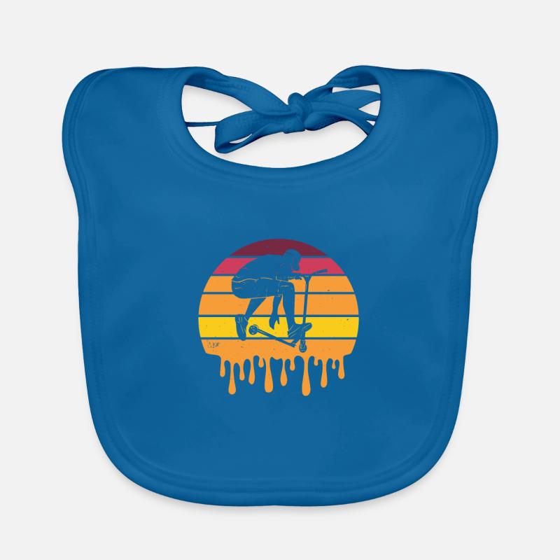 Cool Scooter Rider Against Retro Sunset Organic Baby Bibs