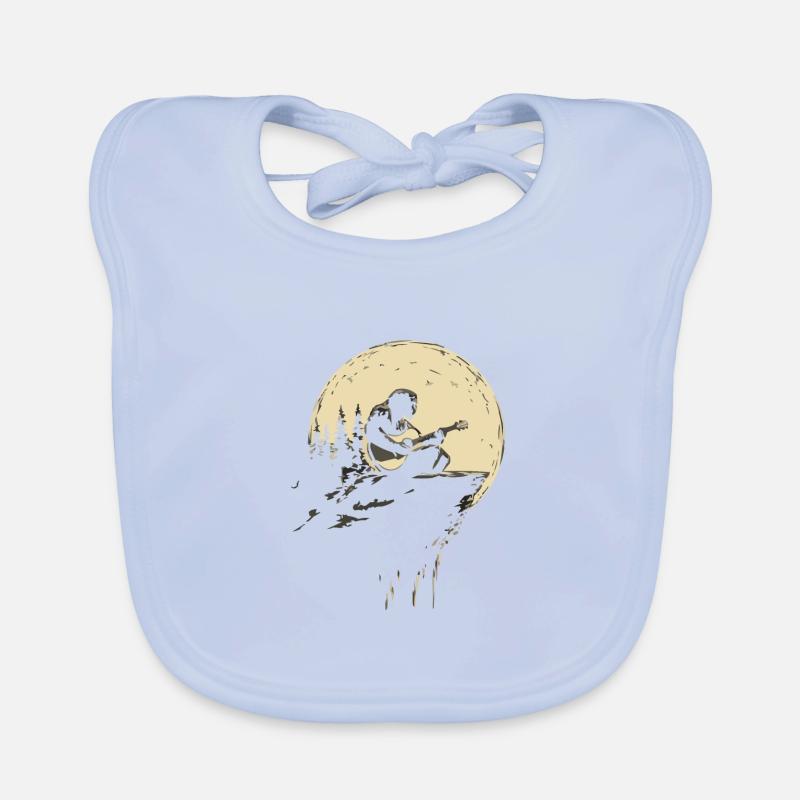Guitar player in the moonlight on rocks Organic Baby Bibs