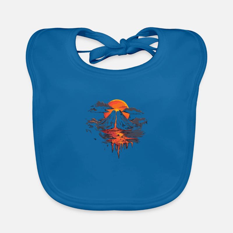 Volcanic landscape with dramatic sunset Organic Baby Bibs