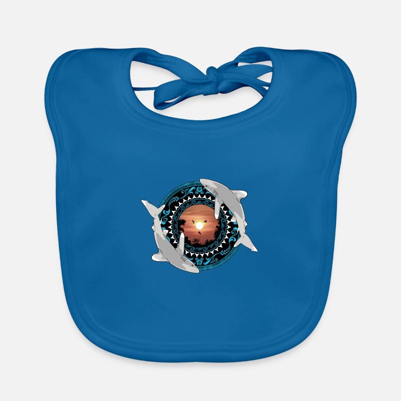 Requins océaniques à pointes blanches Polynésien hawaïen Bavoir bio Bébé