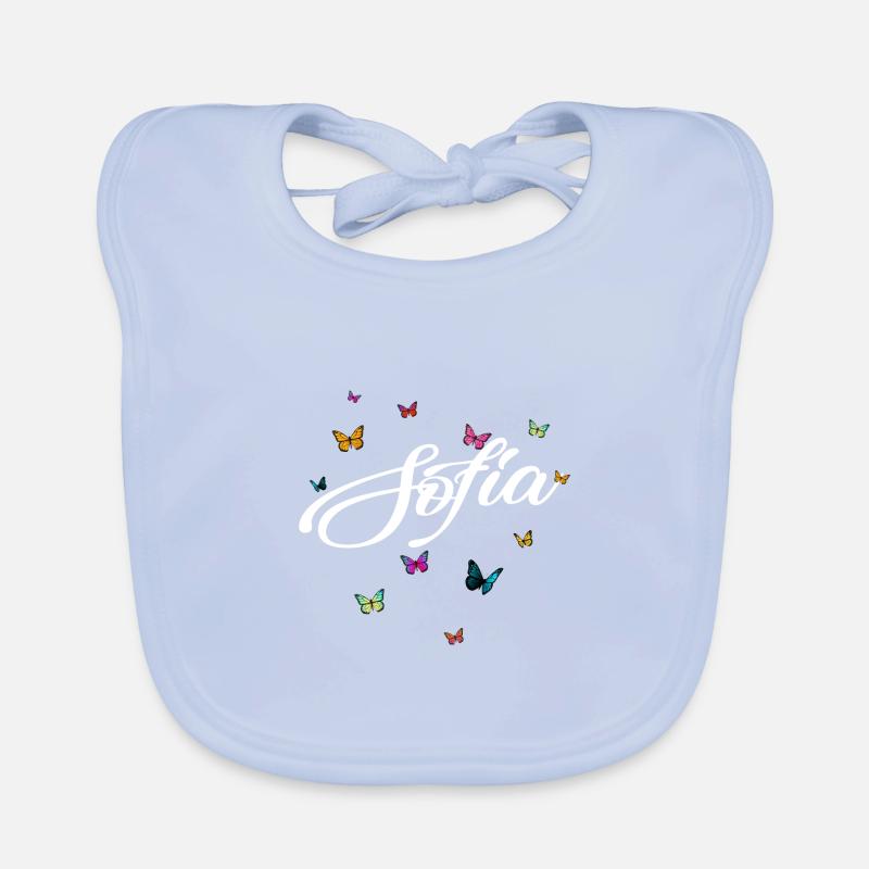 SOFIA - Mädchen Name mit bunten Schmetterlingen Baby Bio-Lätzchen