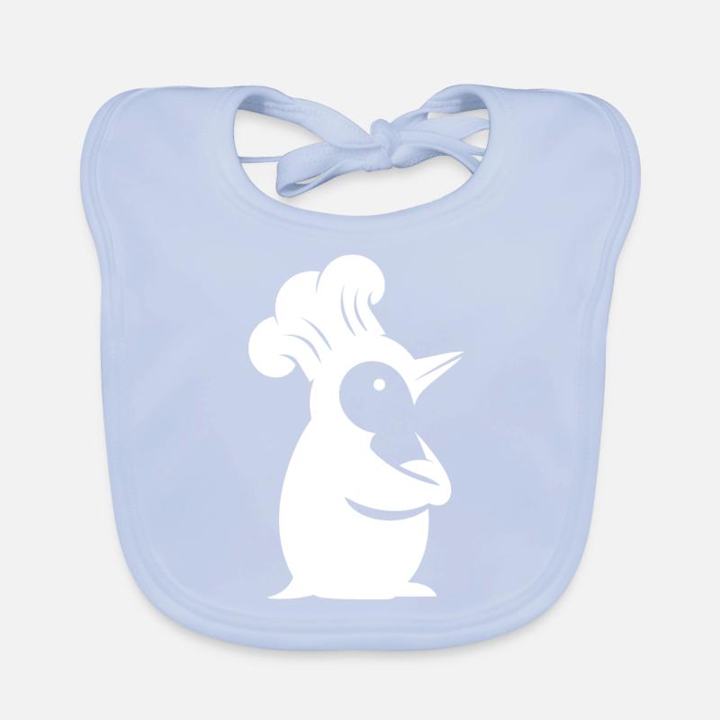 Penguin Chef Silhouette Minimalist Design Organic Baby Bibs