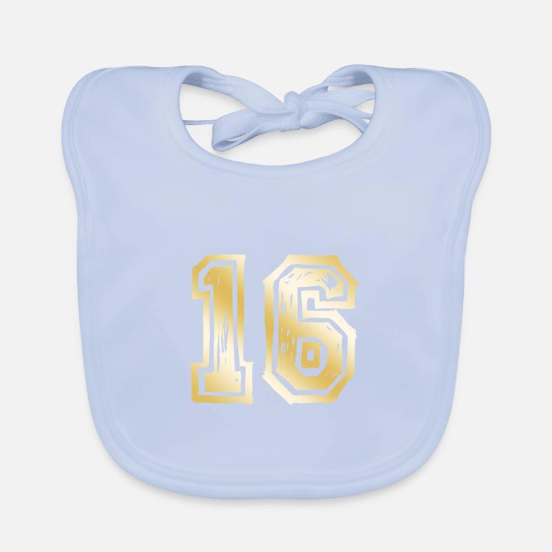 16 Number Gold Organic Baby Bibs