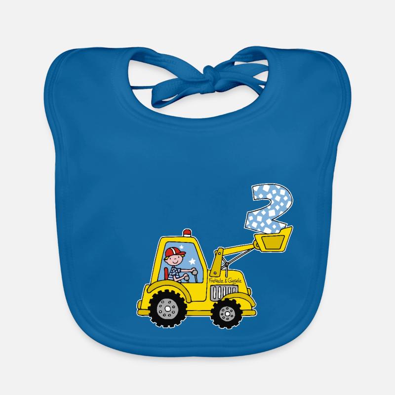 Bagger 2. Geburtstag - Baby Bio-Lätzchen - Pfauenblau
