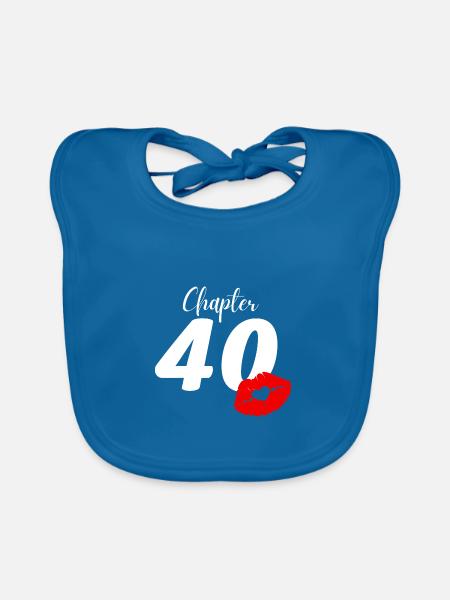 40. Geburtstag - Baby Bio-Lätzchen - Pfauenblau - Vorne