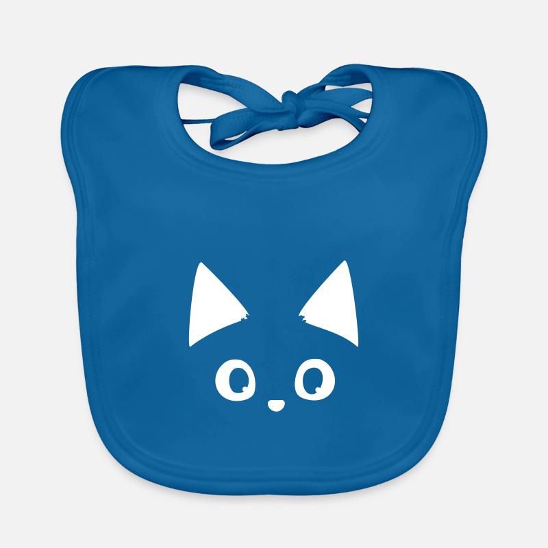 Chat blanc - Bavoir bio Bébé - bleu paon