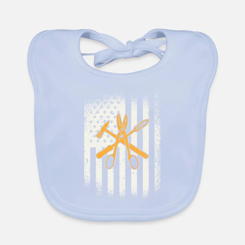 Sheet Metal Worker Tools American Flag - Organic Baby Bibs