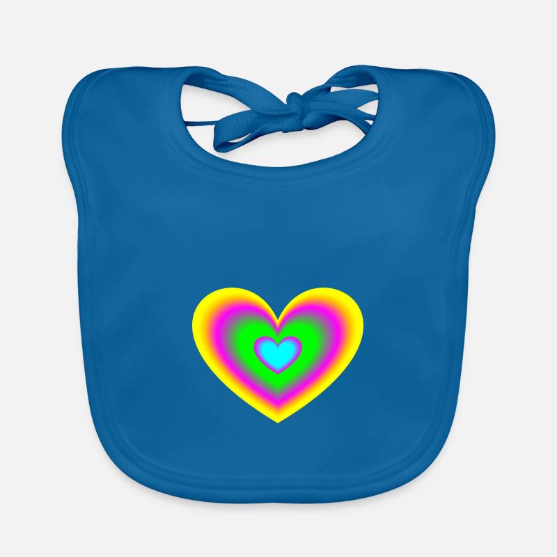 Herz bunt neon - Baby Bio-Lätzchen - Pfauenblau